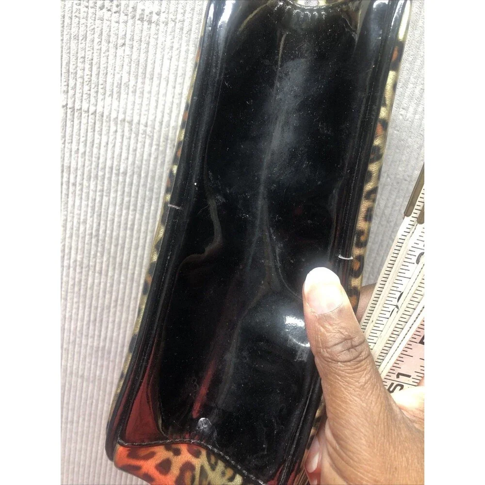 Betseyville Cosmetic Bag Gold Leopard Black Patent Organization Charm Zipper